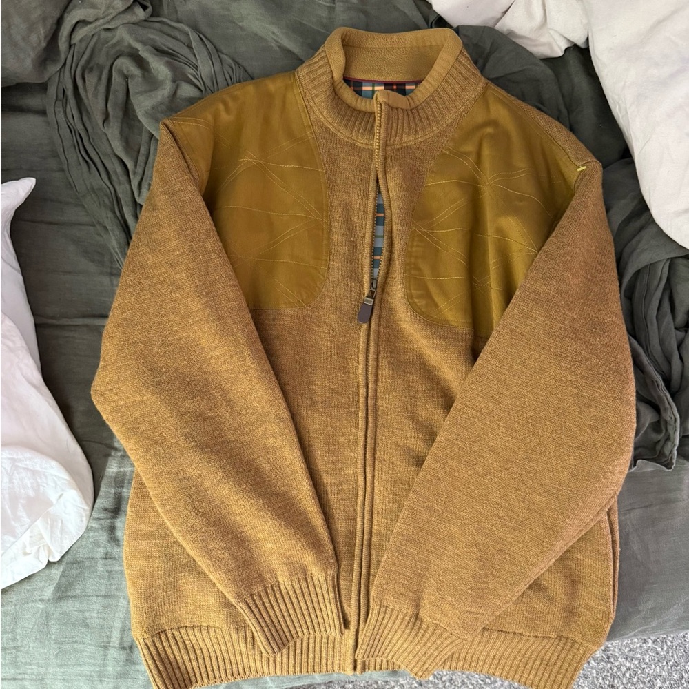 Orvis Men's Tan Zip-Up Sweater